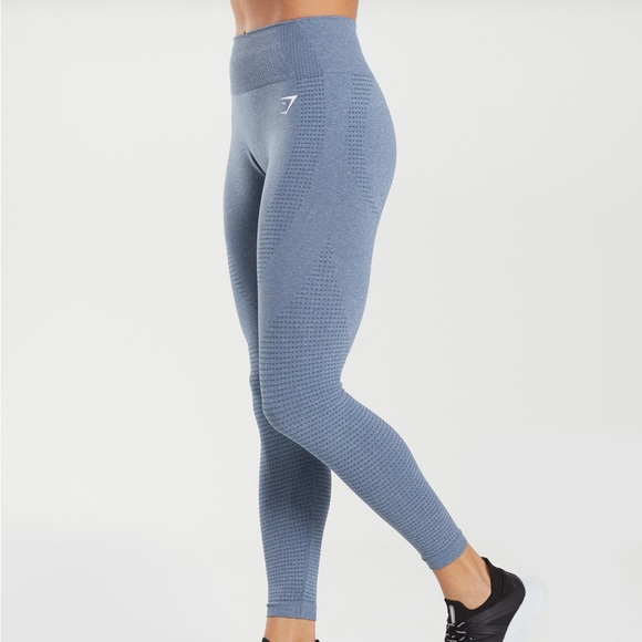 EUC Gymshark Vital Seamless 2.0 Leggings in Evening Blue Marl Size M - Picture 3 of 6